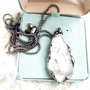 Kendra Scott Vintage Silver and Shiny Pearl Stone Necklace